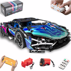 825-Piece RC Car Building Kit - LED Lights & 2.4GHz Remote