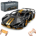 AoreSpty 1:14 Scale Black & Gold RC Supercar Kit - 790 Bricks, Remote & App Control, STEM Learning, Ultimate Gift for Car Enthusiasts