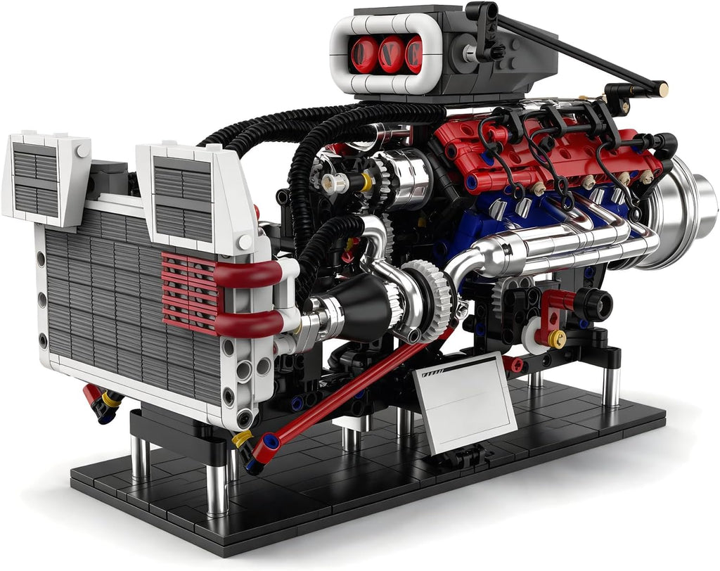 V8 Engine Model Kit, 1151 Pieces, Hand-Cranked STEM Build