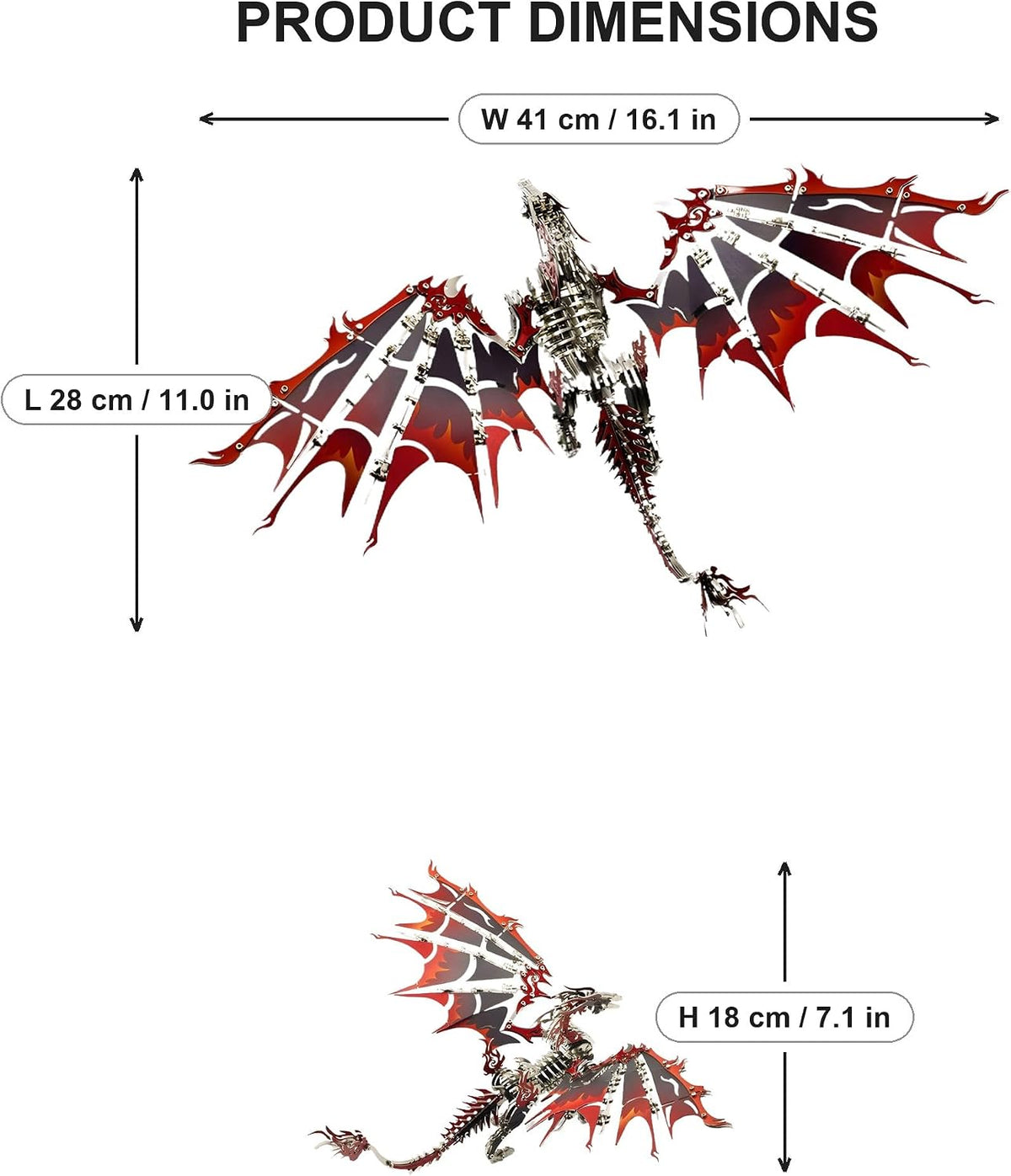 AoreSpty 3D Metal Puzzles for Adults, 497Pcs Dragon Steel Model Kit