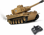 RC Tank 1:22 Tiger Tank WWII Military Soldier Toy | Infrared Battle + Water Bombs | LED Smoke Sound | 2.4GHz Remote Control Tank Gift Ages 8+