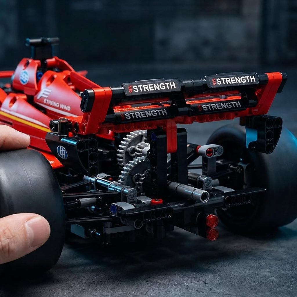 F1 RC Car Kit - 1:10 Red Formula 1 Racing Car 1086pcs, Compatible w/Major Brick Systems, Motorized RC & LED Lights, STEM Building Toy Teens Adults