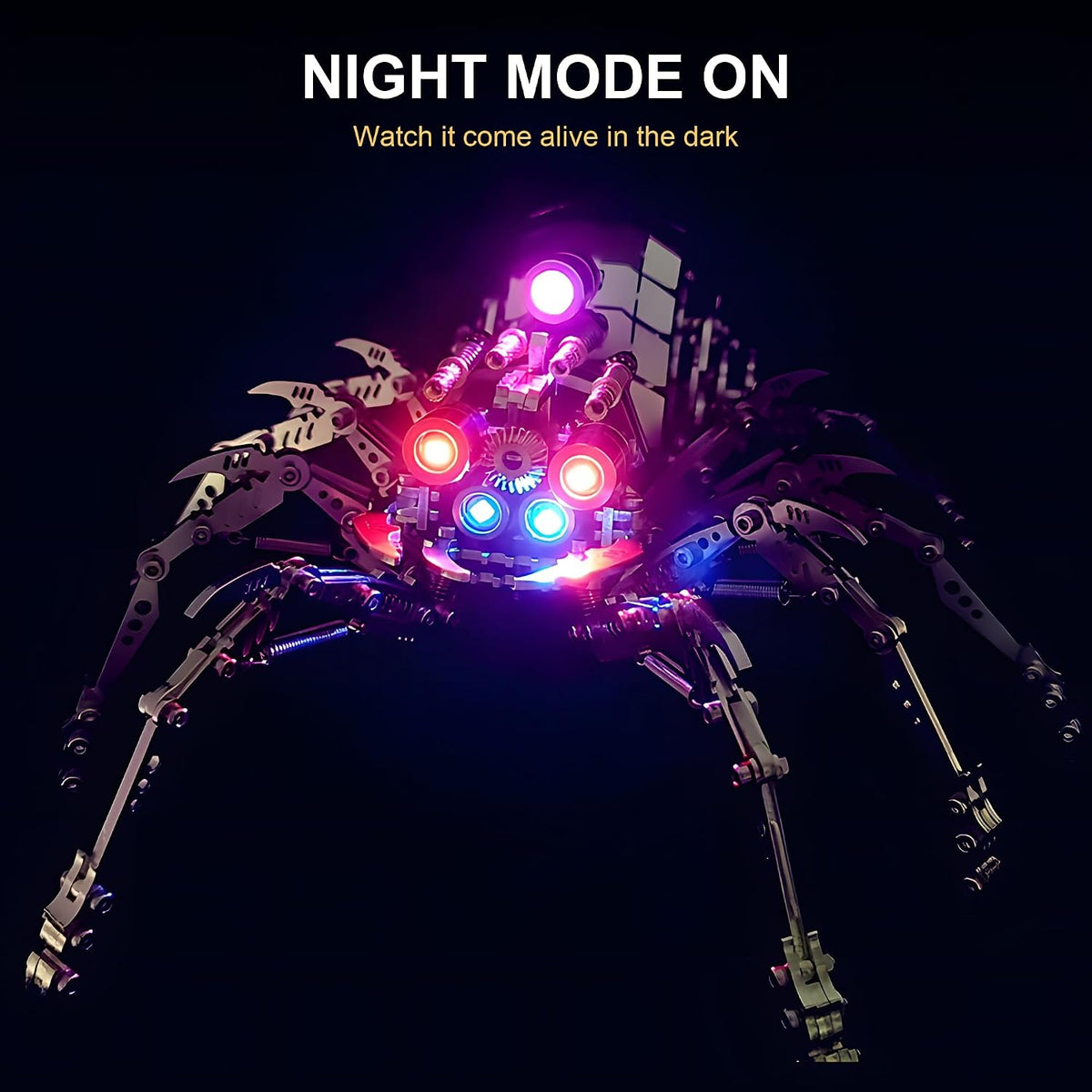 3D Metal Puzzles for Adults, 510Pcs Spider Model Kit with LED
