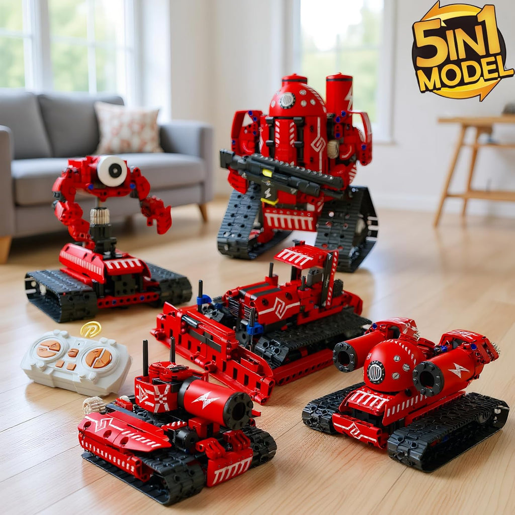 STEM Robot Kit 5-in-1 for Kids Ages 8-14 | 495-Piece Build Excavator & Robot | App Coding RC Robots STEM Educational Toys Teen Birthday Gift
