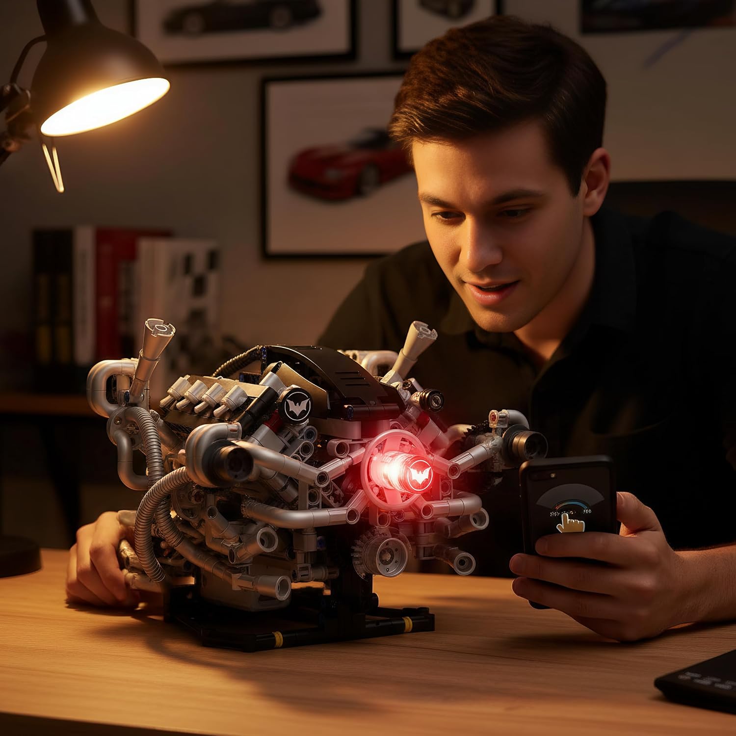 V8 Engine Model Kit, 770-Piece App-Controlled STEM Model Building Kits for Adults, Science Kit with RGB LED & Sound Effects, Tech Gift for Teens Ages 14+