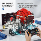 H4 Engine Model Kit, 868-Piece Bluetooth-Controlled STEM Toy Building Sets for Adults, Science Kit with RGB LED Lights, Tech Gift for Boys Ages 14+