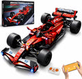 F1 RC Car Kit - 1:10 Red Formula 1 Racing Car 1086pcs, Compatible w/Major Brick Systems, Motorized RC & LED Lights, STEM Building Toy Teens Adults