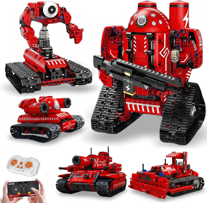 STEM Robot Kit 5-in-1 for Kids Ages 8-14 | 495-Piece Build Excavator & Robot | App Coding RC Robots STEM Educational Toys Teen Birthday Gift