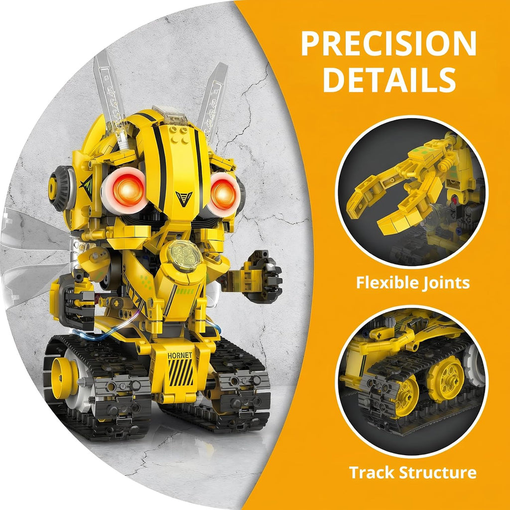 STEM Robot Kit 5-in-1 for Boys Ages 8-14 | 673-Piece Build Excavator & Robot | App & Remote Control Servo Motor LED Light Educational Battle Toy