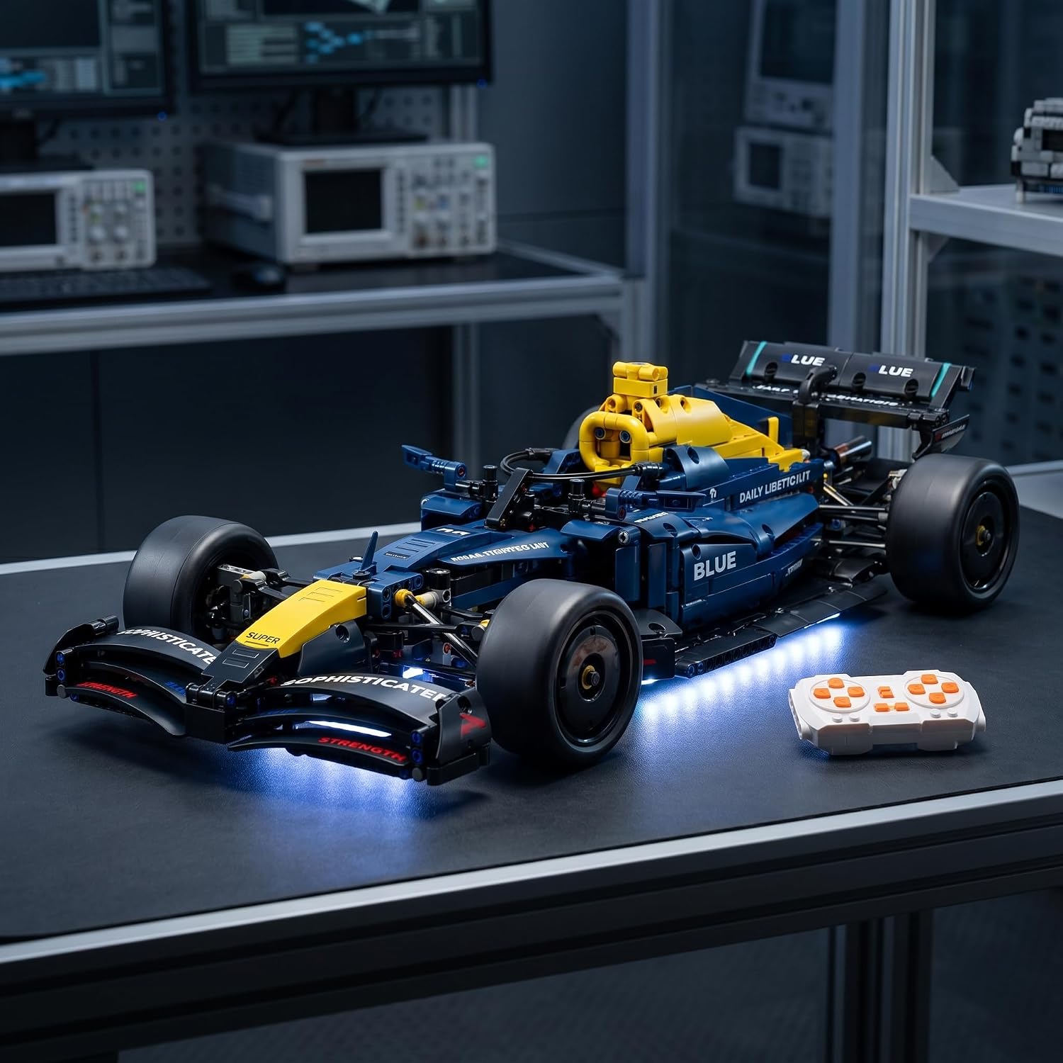 F1 RC Car Kit 1:10 Scale - 56cm Formula 1 Model w/RC Power System, LED Lights & Sticker Set, STEM Building Toy w/Mechanical Linkages Ages 8+