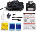 RC Tank that Shoots 1:18 Tiger Military Toy Tank, Metal Tracks, BB & Water Bombs, 45-Degree Climb 2.4GHz Remote Control Gift for Boys Ages 8+