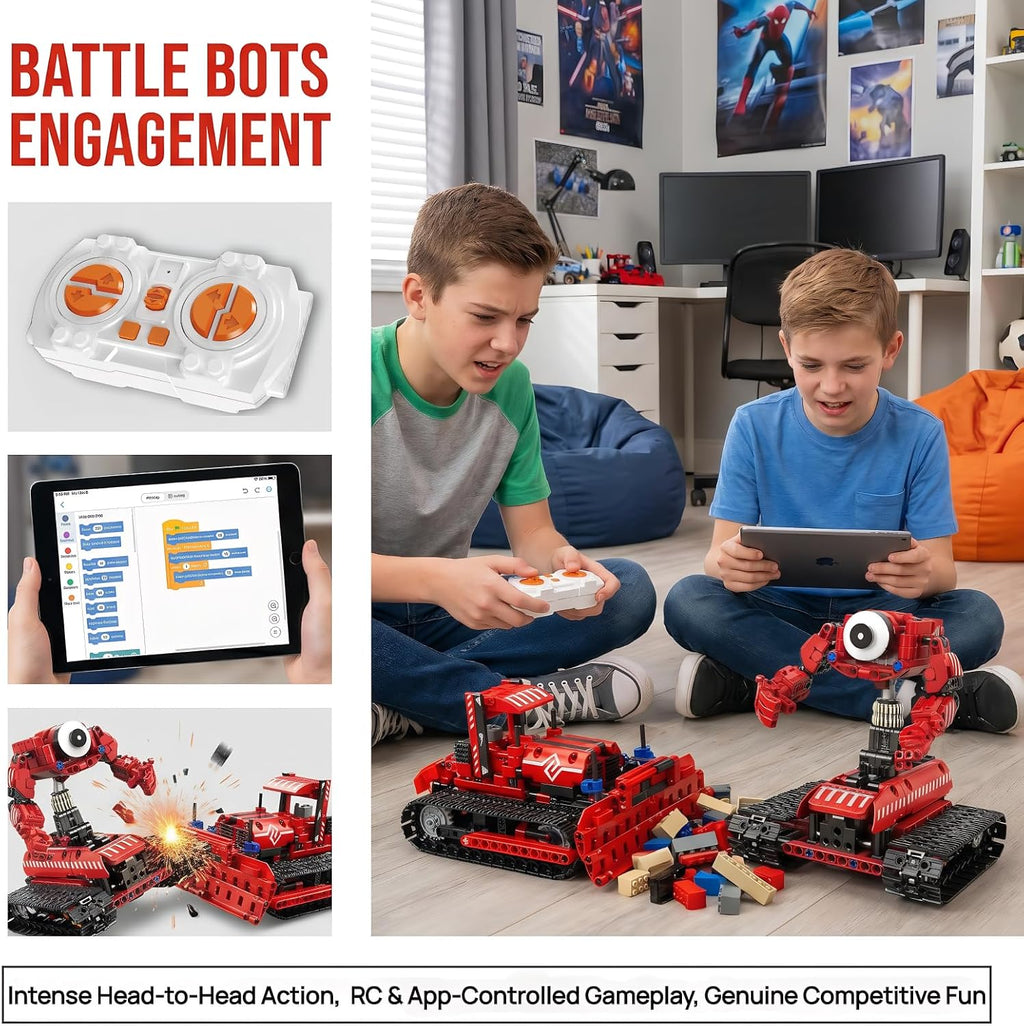 STEM Robot Kit 5-in-1 for Kids Ages 8-14 | 495-Piece Build Excavator & Robot | App Coding RC Robots STEM Educational Toys Teen Birthday Gift