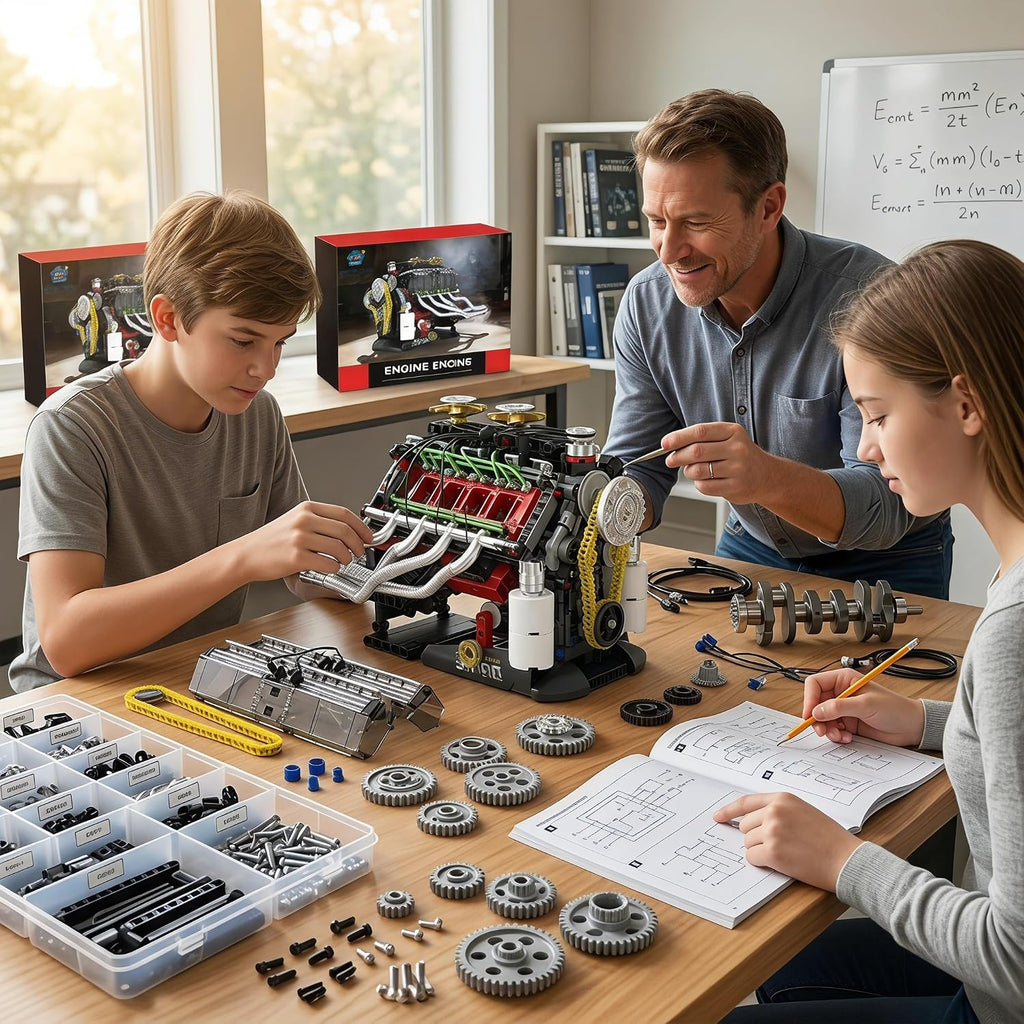 V8 Engine Model Kit 1:4 Scale, 659-Piece Hand-Cranked STEM Model Car Kits for Adults, DIY Kits for Adults & Teens, Gift for Car Enthusiasts Ages 14+