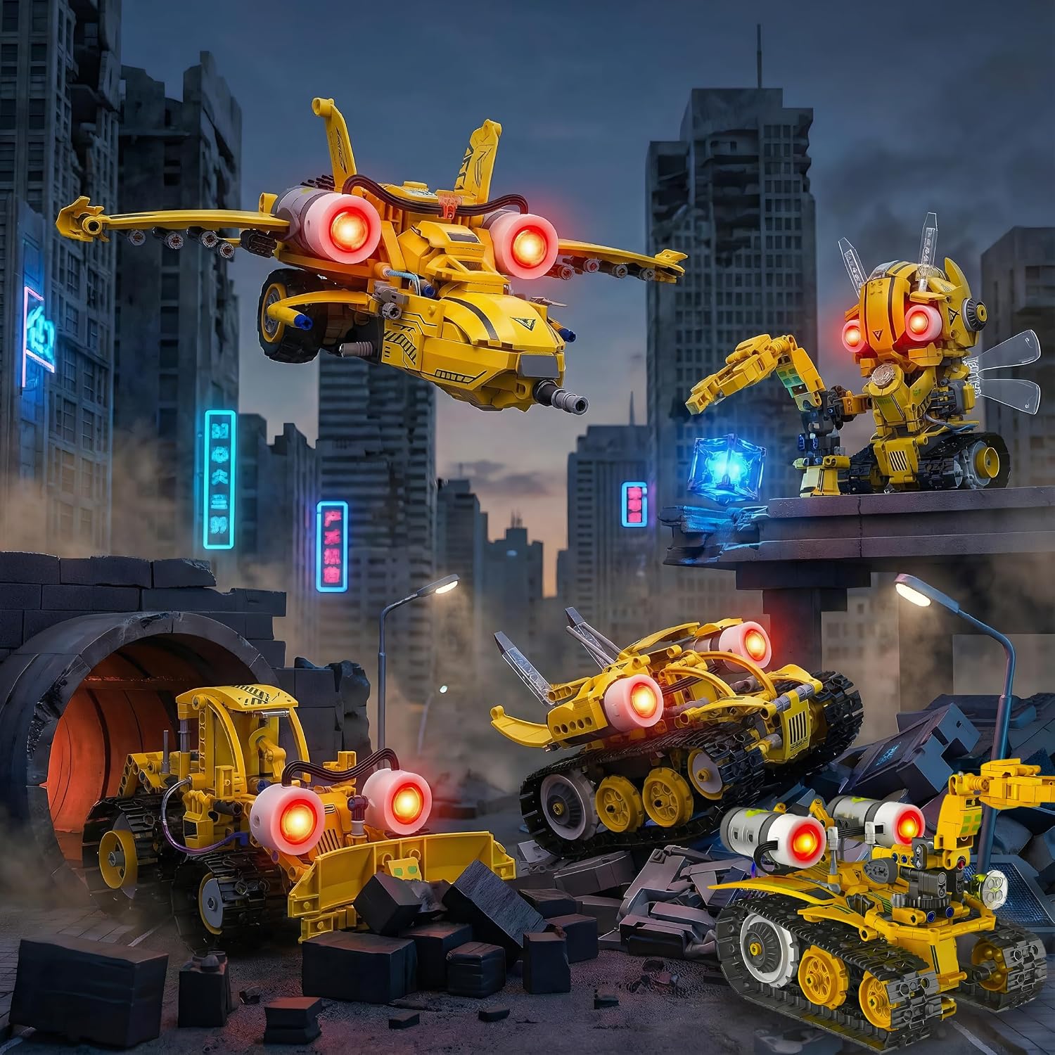 STEM Robot Kit 5-in-1 for Boys Ages 8-14 | 673-Piece Build Excavator & Robot | App & Remote Control Servo Motor LED Light Educational Battle Toy
