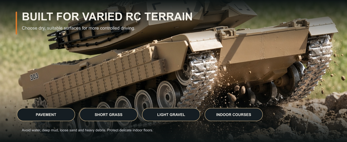 Tracked driving on suitable dry surfaces