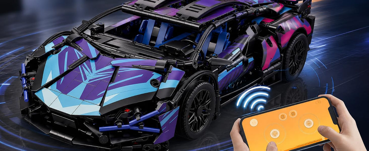 825-Piece RC Car Building Kit — LED Lights — app control