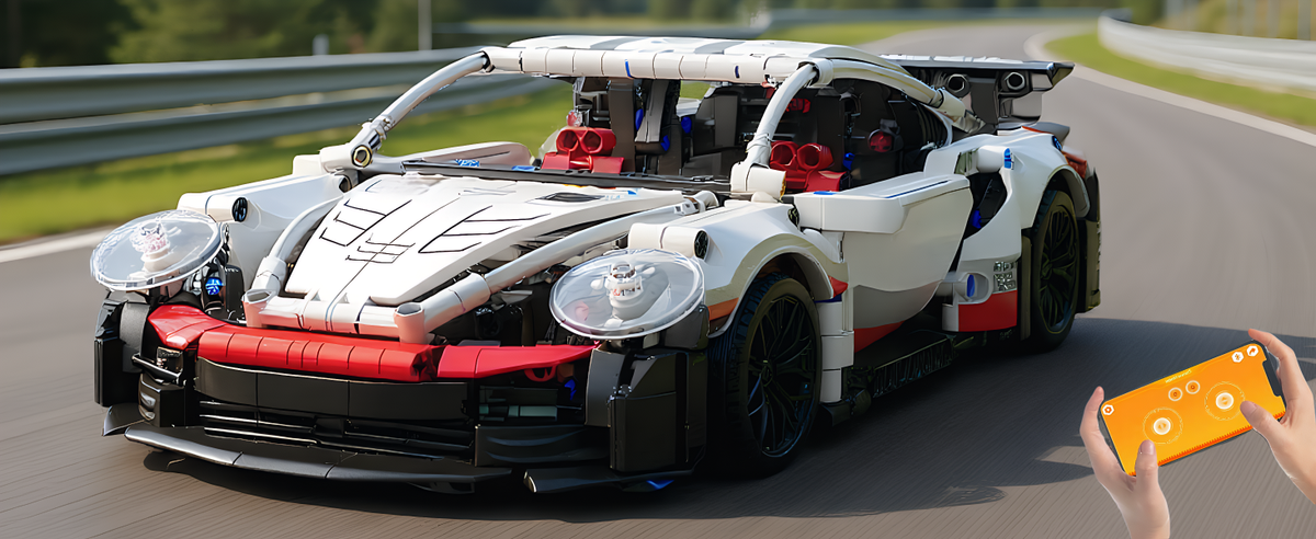 825-Piece White RC Car Building Kit — app control