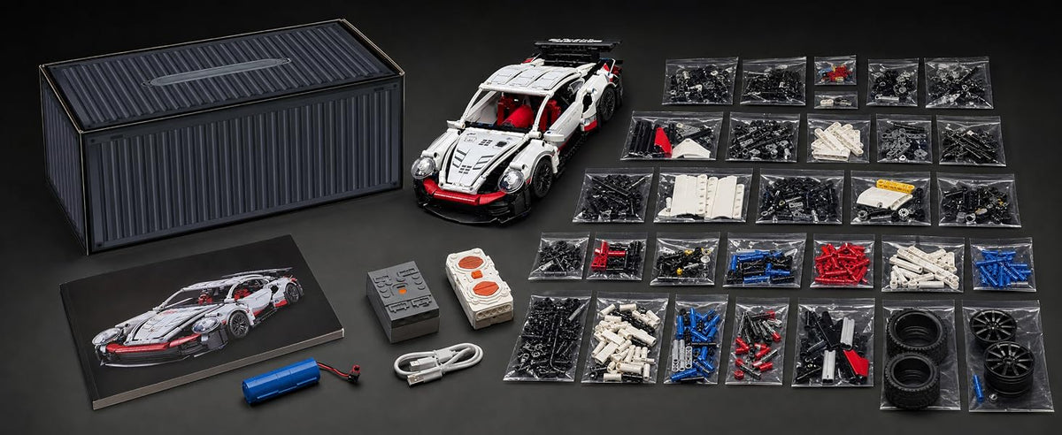 825-Piece White RC Car Building Kit — building set and accessories