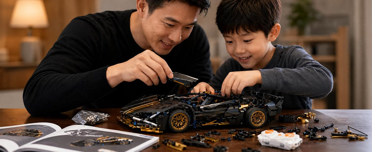 790-Piece Black & Gold RC Car Building Kit — family building activity