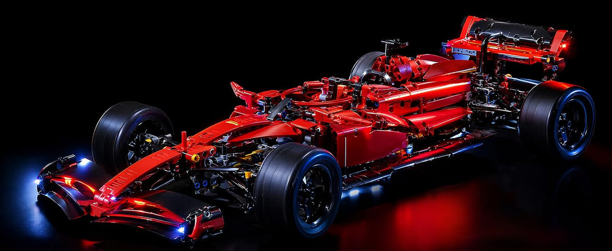 1:10 Red Open-Wheel RC Car Building Kit — 1086 Pieces — LED light display