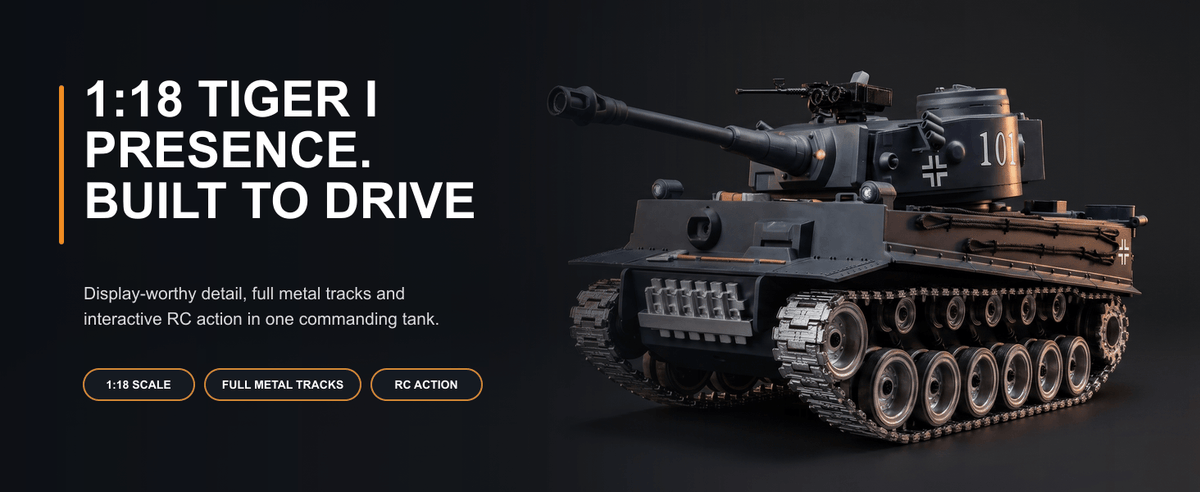 1:18 Tiger I RC tank with metal tracks