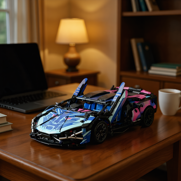1280-Piece RC Car Building Kit - LED Lights & 2.4GHz Remote