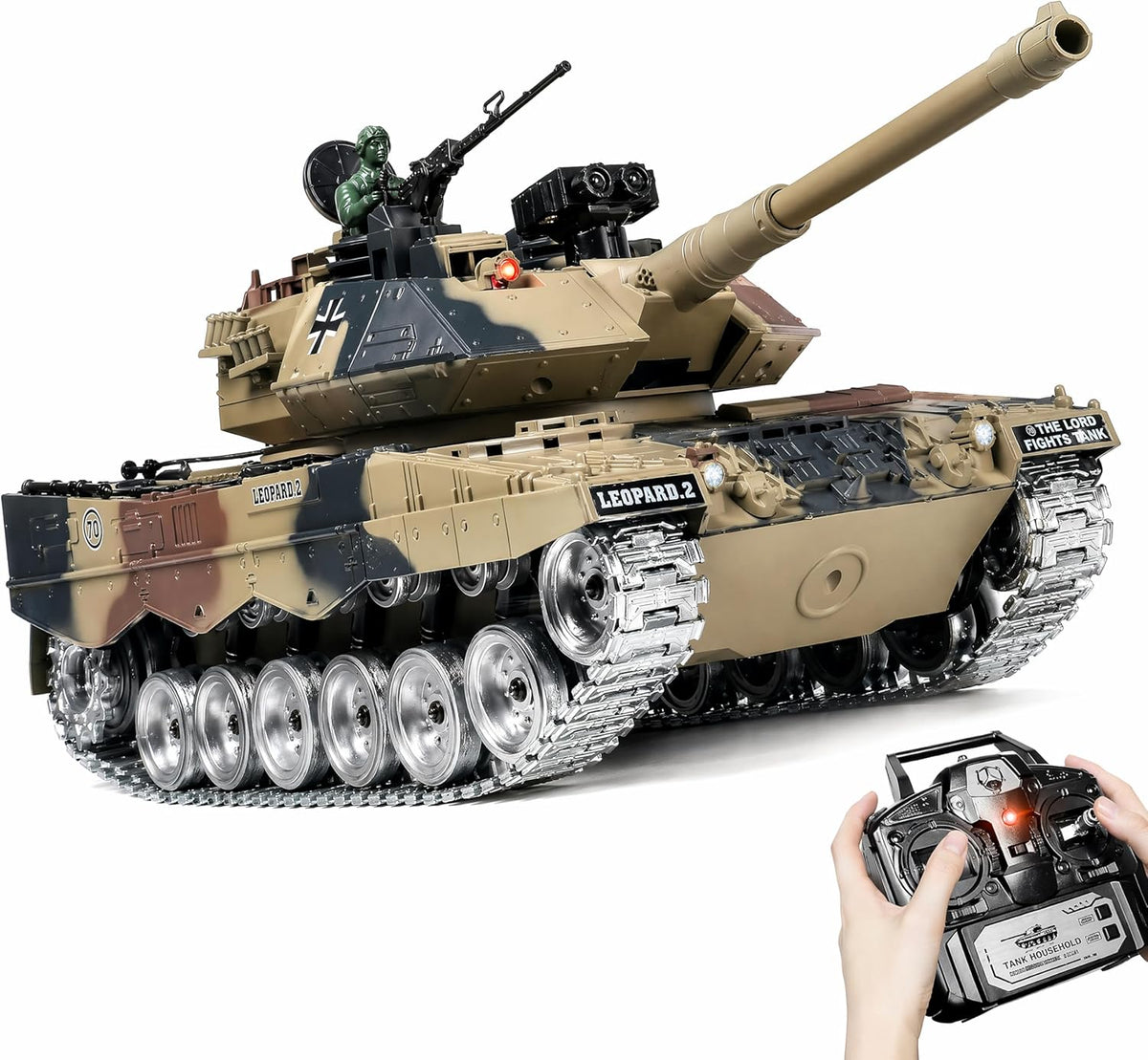 1:18 Leopard 2 RC tank with metal tracks and wheels